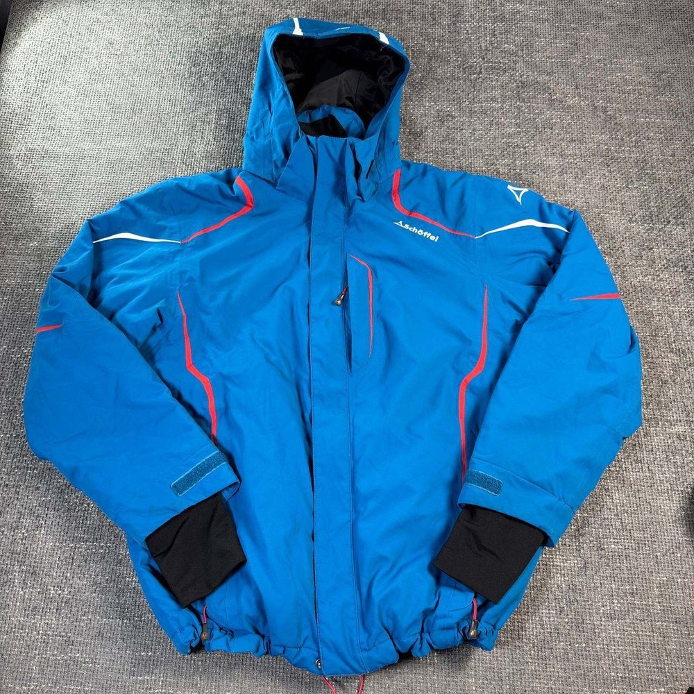 Schöffel Ski Jacket Mens 40 Blue Red Hooded Alpine Gorpcore Shell